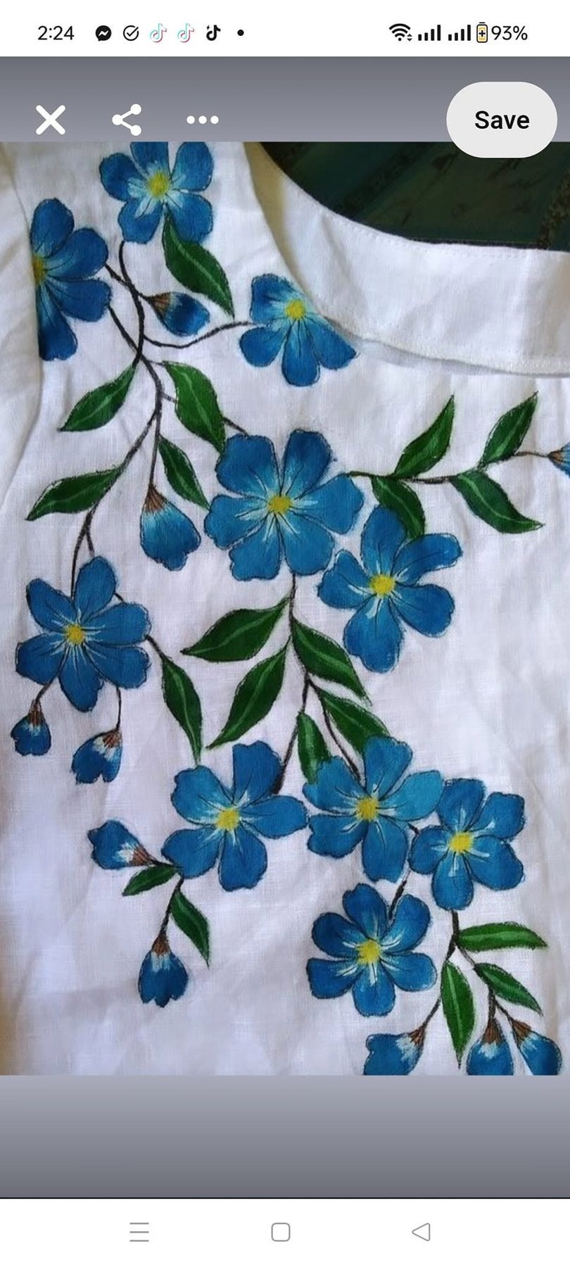 Blue Flower Painting on Cloth by Chanda Kumari Karn